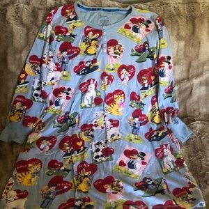 NICK&NORA 1940S SET VALENTINE SZXXL SLEEP/LOUNGE/SHIRT/GOWNW/MATCH XL BOTTOM,EUC